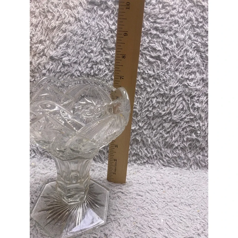 Vintage Cut‎ Crystal Candy Dish Compote Pedestal Bowl Clear Glass Decor